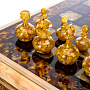 Шахматный ларец с инкрустацией и фигурами из янтаря 47х47 см, фотография 4. Интернет-магазин ЛАВКА ПОДАРКОВ