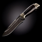 0058233 Оружие сувенирное Нож "Качкар" дамаск, дерево, мельхиор, в П/У