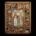 0066099/30*37см Икона подарочная"Петр и Феврония"(житие) мор.дуб  в ПУ  RTI-748-7.m