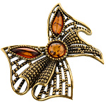 Брошь с янтарем "Праздничный бантик"