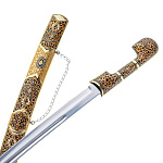 5664 Оружие сувенирное ШАШКА Кавказская Сталь, Мельхиор, золочение в П/У