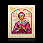 0066537-0035 Икона рукописная Семистрельная Божия Матерь перламутр 150-180 мм белая рама