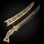 0057188 Златоуст Оружие сувенирное КИНЖАЛ ВОСТОЧНЫЙ дамаск (клинок с золочением)
