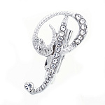 0071315/ДББКРС516894 Бижутерия БРОШЬ БУКВА"Р" серебристая