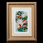 0066312/42*34см  Картина "Карпы в пруду" №1 в раме ПЕРЛАМУТР горизонтальная