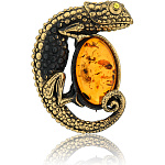 0045403/953.4 Брошь Хамелеон (коньячный)