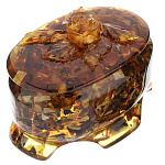 0046812/12*8/7см Янтарь Шкатулка овальная с цветком (янтарь, заливка)