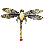 0051136/709.4 Брошь Стрекоза со стразом (белый)