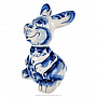 Статуэтка "Улыбчивый кролик". Гжель, фотография 2. Интернет-магазин ЛАВКА ПОДАРКОВ