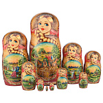 201114 Матрешка "ТРОЙКА ЛЕТО" 10 мест, h=28 см