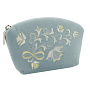 Косметичка бархатная с вышивкой "Букет". Голубая, фотография 6. Интернет-магазин ЛАВКА ПОДАРКОВ