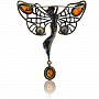Брошь с янтарем "Бабочка - танцующая фея", фотография 1. Интернет-магазин ЛАВКА ПОДАРКОВ