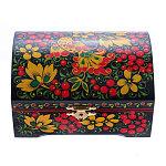 0060926/12*8см-сундук-кр/черн  Хохлома Шкатулка-сундучок  Н0003