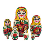 00151543/7м-15см/53-83 МАТРЕШКА СЕМЕНОВСКАЯ "Россиянка" желтый платок 15см