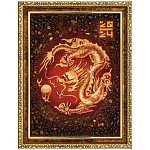 0090064 НП-  Картина янтарная "КИТАЙСКИЙ  ДРАКОН"47*37 см