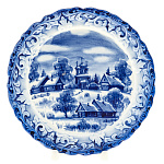 0020905 Гжель ТАРЕЛКА с ожурным краем "ЗИМА" d-17.5 см