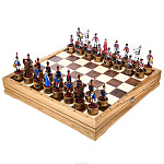 Шахматы деревянные с металлическими фигурами "Битва при Ватерлоо"