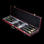 0063106 Нат.камень НАБОР ШАМПУРОВ, Мрамор зеленый, Бронза, сталь