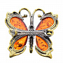 Брошь с янтарной вставкой "Бабочка" (коньячный), фотография 1. Интернет-магазин ЛАВКА ПОДАРКОВ
