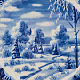 Тарелка декоративная "Зимний пейзаж". Гжель, фотография 2. Интернет-магазин ЛАВКА ПОДАРКОВ