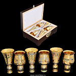 0022776 Златоуст НАБОР Водочный "Хоровод" дерево, позолота П/У