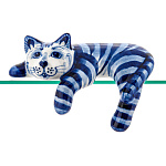  Гжель Сувенир  КОТ ПОЛОСАТЫЙ лежащий  кобальт 16*7*13 см