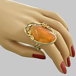 7200481/фиан/сред.вес 12-,14г  Серебро 925* КОЛЬЦО вст.Янтарь-фианит р/п