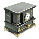 0012489 Нат.камень ЧАСЫ каминные "Медведь" (змеевик) (3130)