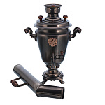 202724/5л-рюмка Самовар жаровой ГЕРБ РФ латунный толстостенный черно-зол+ТРУБА