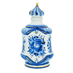 0076811 Гжель Штоф "ПАСХАЛЬНЫЙ" для святой воды,цветы в зол