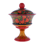 0020251/11*11см Хохлома ВАЗА ДЛЯ ВАРЕНЬЯ 11*11см малая в ассортименте