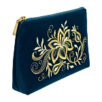 -2090000003956 Косметичка тк.бархат Мод 425-1 Рис 1879 А разм 13*18,5*3,5 /тк.бархат морская 