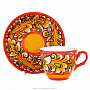 Чайный сервиз на 6 персон "Кудрина на красном". Хохлома, фотография 4. Интернет-магазин ЛАВКА ПОДАРКОВ