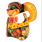 0068170 Хохлома  статуэтка "Еж с грибом"  10см керамика