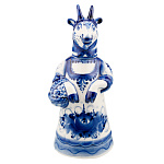 Штоф фарфоровый с росписью "Коза". Гжель