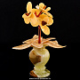 Сувенир "Орхидеи в вазе" (янтарь, оникс), фотография 1. Интернет-магазин ЛАВКА ПОДАРКОВ