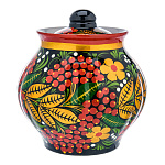 0069093 Хохлома САХАРНИЦА "РЯБИНКА" фарфор