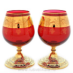 26243/бел-вино Златоуст питейный НАБОР ВИННЫЙ белое богемкое стекло, позолота, в ПУ (639) 