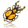 Брошь с янтарем "Жук Голиаф", фотография 2. Интернет-магазин ЛАВКА ПОДАРКОВ