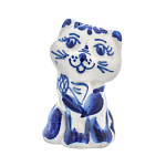 0069040-Сф Сувенир Скульптура "КОТ С БАНТОМ" фарфор 3,5*5,5см