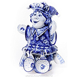 7782 Гжель Штоф "Петрушка" 27*18см Авт. Черновы Л.и В.