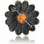 Брошь с янтарем "Ромашка с божьей коровкой" (коньячный), фотография 1. Интернет-магазин ЛАВКА ПОДАРКОВ