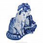 Статуэтка "Домовенок и кот". Гжель, фотография 2. Интернет-магазин ЛАВКА ПОДАРКОВ