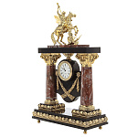 11833 Нат.камень Часы каминные "Георгий Победоносец" Креноид Змеевик 113587