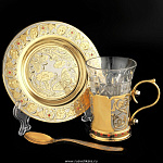 0021863 Златоуст НАБОР Чайно-кофейный позолота в П/У