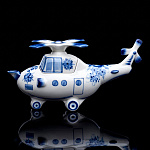 0078415 Гжель Чайник "Вертолет  грузовой"  в кобальте 00460