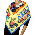   Сувенирный платок "ГОРОДЕЦКАЯ РОСПИСЬ" 90*90см состав: шелк 70% вискоза 30%