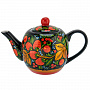 Чайник заварочный 0,7 л "Клубника". Хохлома, фотография 4. Интернет-магазин ЛАВКА ПОДАРКОВ
