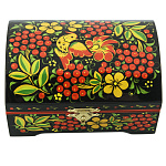 0061547/12*8см Хохлома Шкатулка-сундучок "ПТИЦА/РЯБИНА"  Р 2
