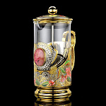 0037117 Златоуст чайник ФРЕНЧ-ПРЕСС "ЦВЕТЫ" эмаль, родонит